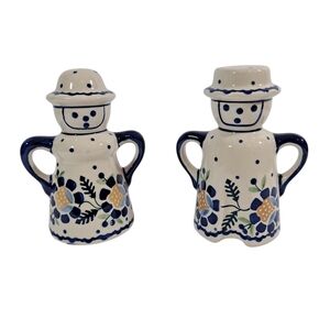 Boleslawiec Polish Pottery Woman Man  Salt & Pepper Shakers Handmade #503